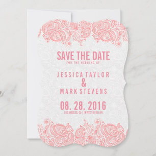 Roze kant en witte schade slaan de datum op save the date