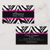 Roze kant en Zebra Print Elegant Visitekaartje (Voorkant / Achterkant)