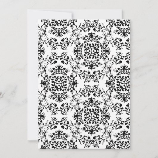 Roze Kant en Zwart & Wit Damask Sweet 16 5x7 Kaart (Achterkant)