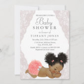 Roze kant Etnische  Baby shower Uitnodigen Kaart (Voorkant)