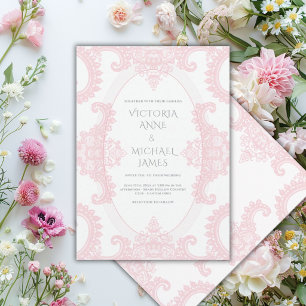 Roze Kant Fantasievolle Vintage Trouw  Kaart