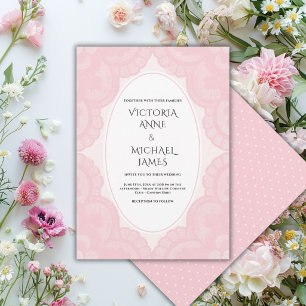 Roze Kant Fantasievolle Vintage Trouwdag Kaart