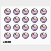 Roze kant foto achtergrond ronde sticker (Vel)