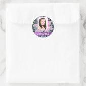 Roze kant foto achtergrond ronde sticker (Tas)