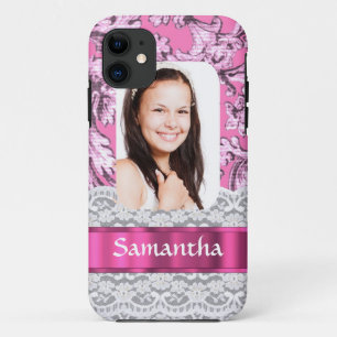 Roze kant gepersonaliseerde fotosjabloon Case-Mate iPhone case