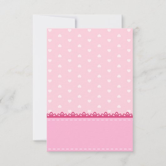 Roze kant hart geboorteaankondiging aankondiging (Achterkant)