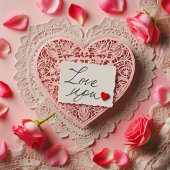 Roze Kant Hart Liefde Je Nota VALENTIJN Feestdagenkaart