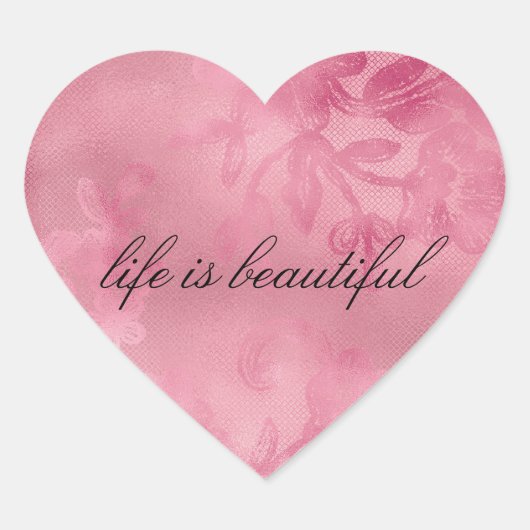 Roze Kant Hart Sticker (Voorkant)