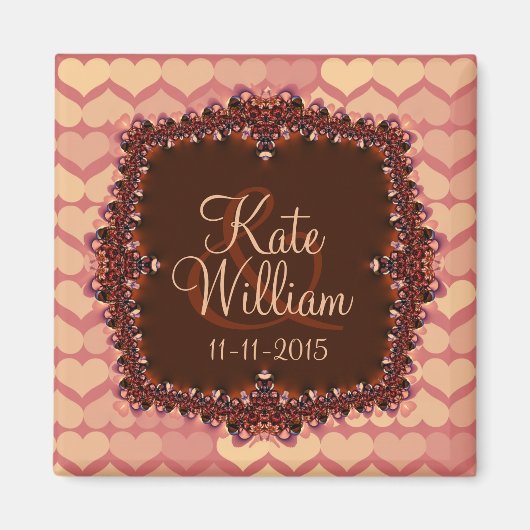 Roze kant harten sparen de DatumWuwnetten Magnet (Voorkant)