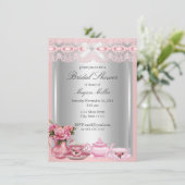  Roze kant High Tea Vrijgezellenfeest Kaart (Staand voorkant)