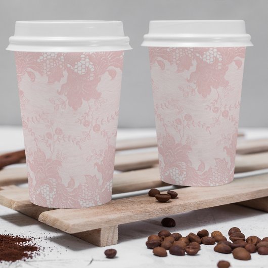 Roze Kant Koffie Bar Papier Cups Papieren Bekers