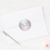 Roze Kant & Kruis Doopsticker Ronde Sticker (Envelop)