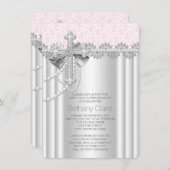 Roze kant kruis eerste communie kaart (Voorkant / Achterkant)