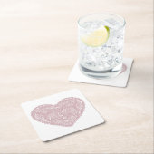 Roze kant liefdeshart kartonnen onderzetters (Insitu)