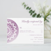 Roze Kant Mandala Trouw RSVP Kaart (Staand voorkant)