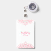 Roze kant met kantige versiering badge (Voorzijde met uittrekbare clip)