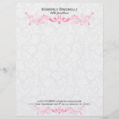 Roze kant met witte Damasjes Briefhoofd (Voorkant)