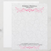 Roze kant met witte Damasjes Briefhoofd (Voorkant / Achterkant)