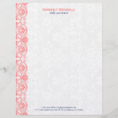 Roze kant met witte Damasjes Briefhoofd (Voorkant)