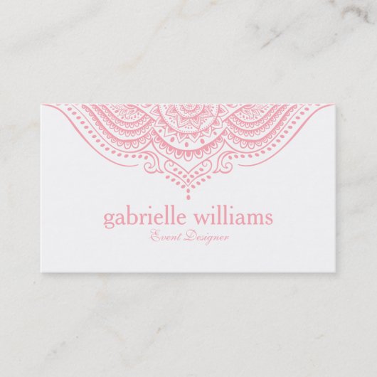 Roze Kant Paisley Mandala Visitekaartje (Voorkant)