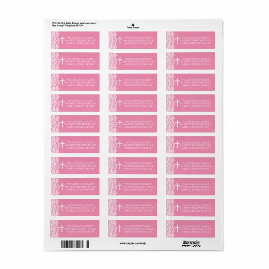  Roze  Kant Retouradres Etiket (Full Sheet)