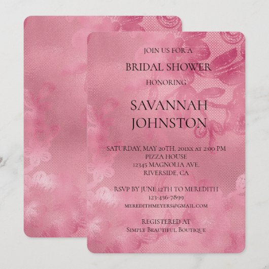 Roze kant Romantisch Vrijgezellenfeest Kaart (Voorkant / Achterkant)