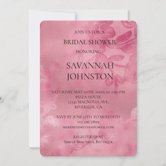 Roze kant Romantisch Vrijgezellenfeest Kaart (Voorkant)