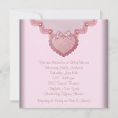 Roze Kant Roze Parel Hart Roze Baby Meisje Douche Kaart (Achterkant)