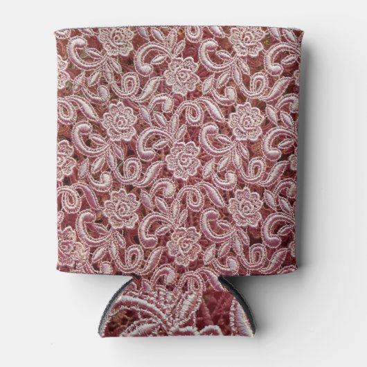 Roze kant, rozen patroon. blikjeskoeler (Voorkant)