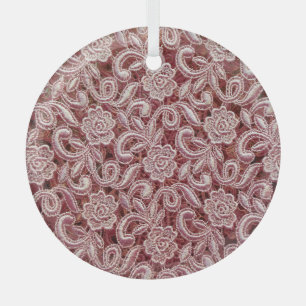 Roze kant, rozen patroon. glas ornament
