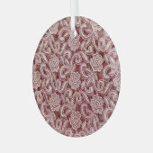 Roze kant, rozen patroon. glas ornament (Voorkant links)
