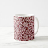 Roze kant,  rozen patroon. koffiemok (Voorkant rechts)