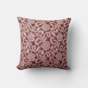 Roze kant,  rozen patroon. kussen