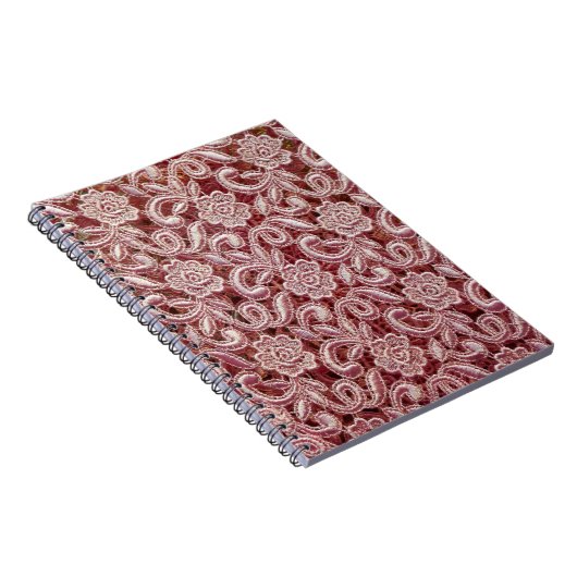 Roze kant,  rozen patroon. notitieboek (Rechterzijde)