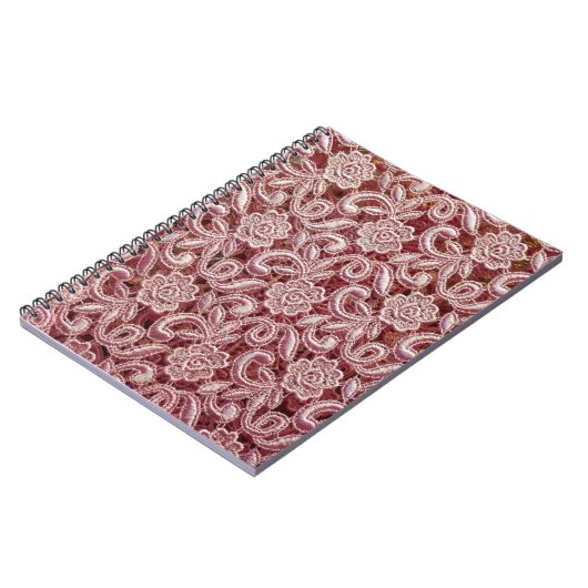 Roze kant, rozen patroon. notitieboek (Linkerzijde)