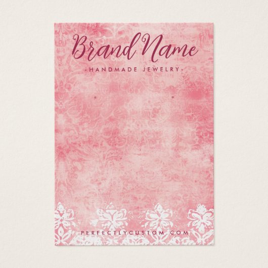  roze kant stencil damast oorbel kaart (Voorkant)