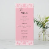 Roze Kant Vintage Elegante Trouw Menu (Staand voorkant)