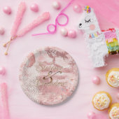  roze kant (vlinder) papieren bordje (Feest)