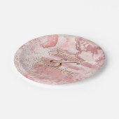  roze kant (vlinder) papieren bordje (Gekanteld)