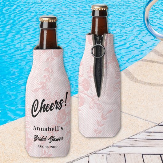 Roze kant Vrijgezellenfeest flesje koeler