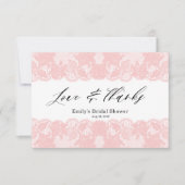 Roze kant Vrijgezellenfeest Hartelijk dank Bedankkaart (Voorkant)