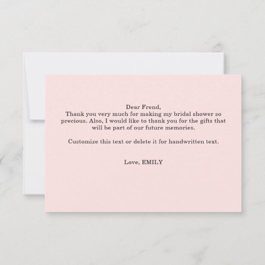 Roze kant Vrijgezellenfeest Hartelijk dank Bedankkaart (Achterkant)