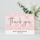 Roze kant Vrijgezellenfeest Hartelijk dank Bedankkaart (Staand voorkant)