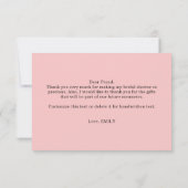Roze kant Vrijgezellenfeest Hartelijk dank Bedankkaart (Achterkant)