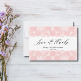 Roze kant Vrijgezellenfeest Hartelijk dank Bedankkaart