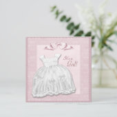 Roze Kant Wit Jurk Roze Baby Meisje Douche Kaart (Staand voorkant)