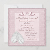 Roze Kant Wit Jurk Roze Baby Meisje Douche Kaart (Achterkant)