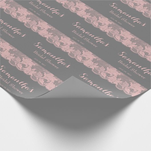 Roze Kanten Bruiloftcadeau Inpakpapier (Hoek)