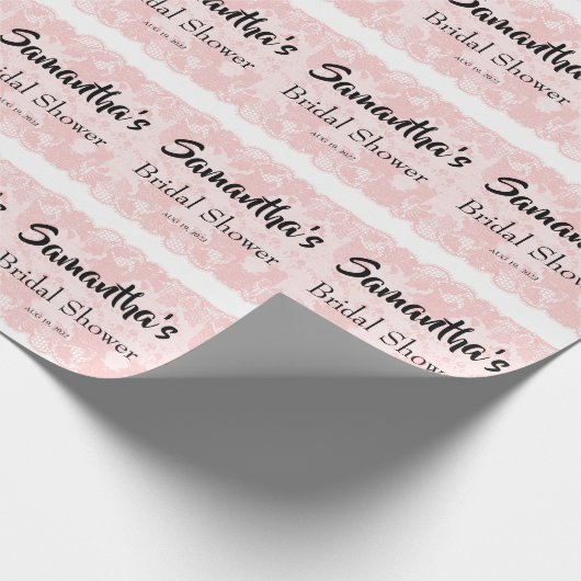 Roze Kanten Bruiloftcadeau Inpakpapier (Hoek)