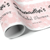 Roze Kanten Bruiloftcadeau Inpakpapier (Rol Hoek)